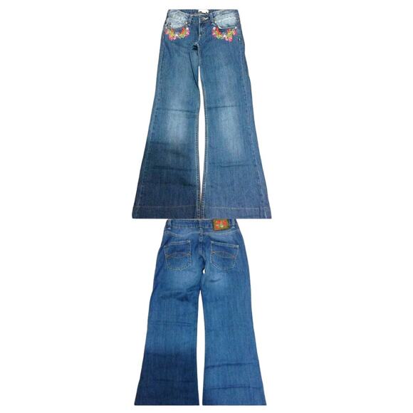 Mango embroidery trimmed Wide Leg Jeans size US size 12 - Picture 2 of 5